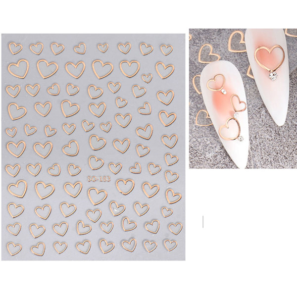 ##/3 Nagelstickers med kärlek (Rosa, Guld, Silver)##/