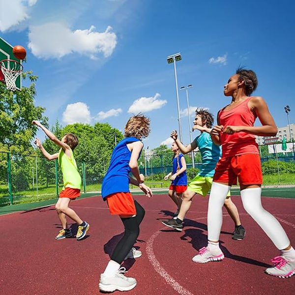 ##/Långa kompressionsbensskydd för barn, halkfria, UV-skydd, lår och vad, för pojkar, flickor och ungdomar, basket, löpning, sport##/