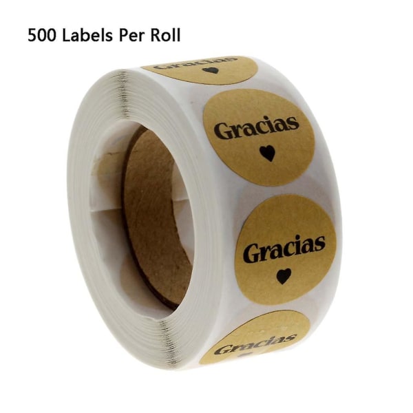 &500pcs/roll Gracias Thank You Label Stickers Round Spanish Grateful Stickers&