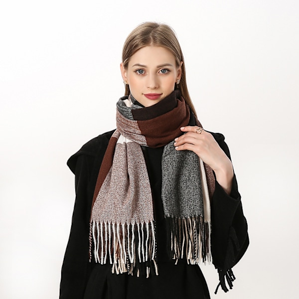 ##/Ullhalsduk damhalsduk mysig mjuk rutig vinterhalsduk poncho kvalitet##/