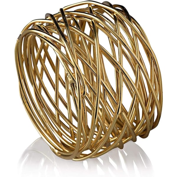 Runda servettringar i guld (guld, 6 stycken), lämpliga för