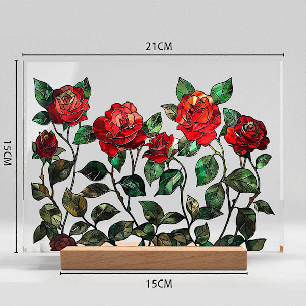 Akryl Blomster Bord Skilt med Træfod Kraftig Blomsterplanter Hjemmekontor Bordpynt Skrivebordsdekoration Ornament G