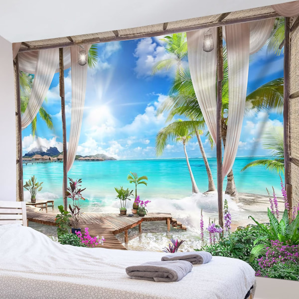Turkoosi Wall Tapestry Ocean Beach Wall Hanging Tropical Is