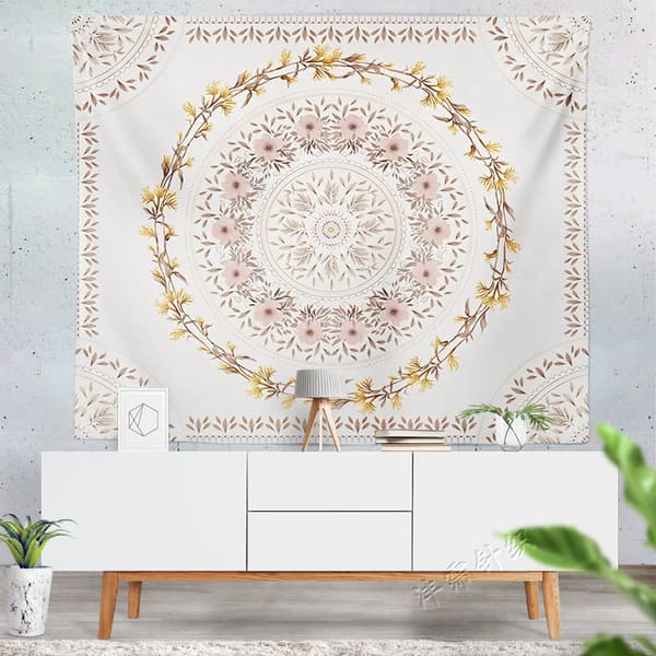 130x150cm Vit Mandala Väggbonad för Naturdekoration