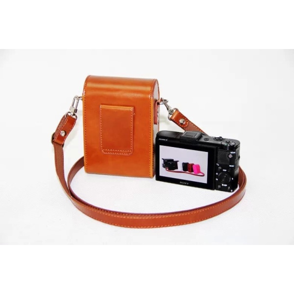 ##/Lærveske med stropp for Sony Cyber-Shot DSC-RX100 VII DSC-RX100 VI DSC-RX100 V DSC-RX100 IV Kamera (kamera ikke inkludert)##/
