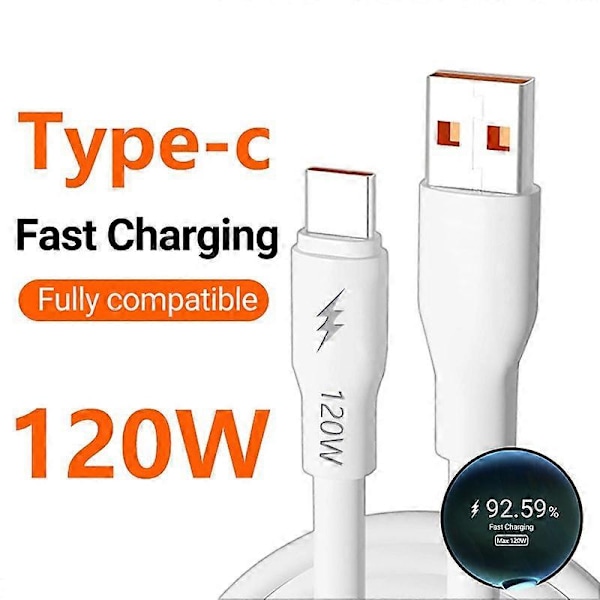 Datakabel Sikker Hurtig Opladning 120W Type-C Mobiltelefon Datalinje Opladerledning til Hjemmet C