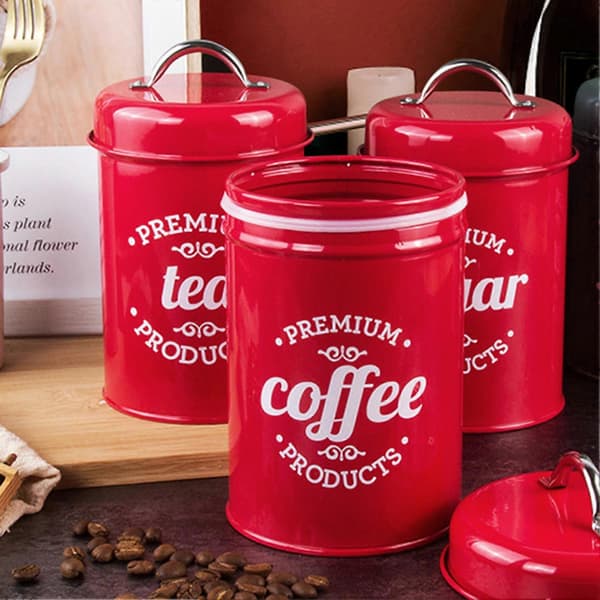 Kaffebehållare Livsmedelssäker Fuktsäker Smidesjärn Stark Försegling Sockerbehållare för Kök 1