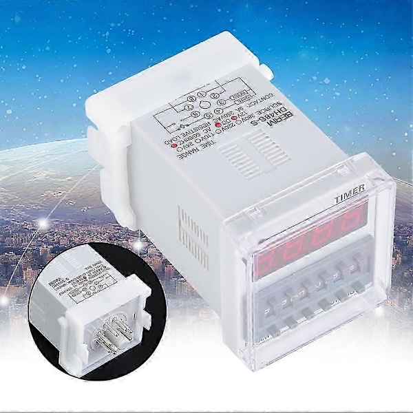 Programmerbart forsinkelsestidsrelæ Timer 0,1S-99H 8-Pin DH48s s (24V AC/DC)