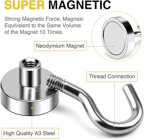 ##/(6-pack - Silver) Magnetiska krokar  25 kg starka, kraftiga kryssningsmagneter S-krokar##/