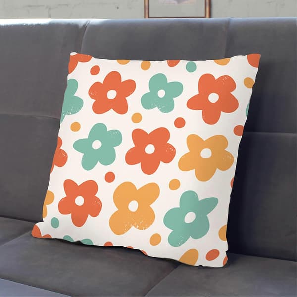 Pudebetræk Falmebestandig Usynlig Lynlås Polyester Ferskenhud Blomsterprint Pudebetræk til Sofa D