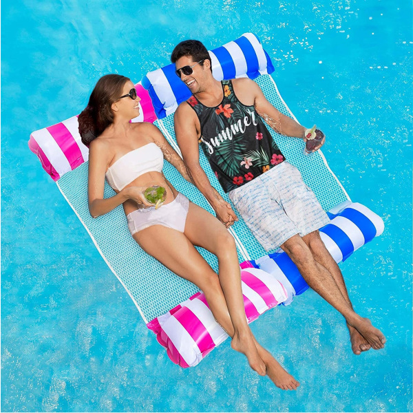 2 Pack Inflatable Pool Floats Hammock, 4-in-1 Multi-Purpose Infl