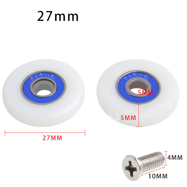 Set med 8 ersättningshjul för duschdörrar, 27 mm diameter