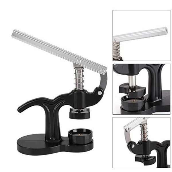 ##/13-delad svart uppsättning tryckverktyg klockpress baksida klockmakare reparation##/