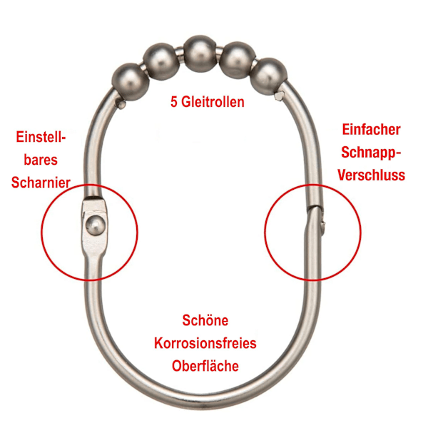 ##/Brushed Nickel Dusjforhængsringe, 12 Ekstra Store Dusjforhængsringe i Rustfrit Stål, 2 lb. Depot##/