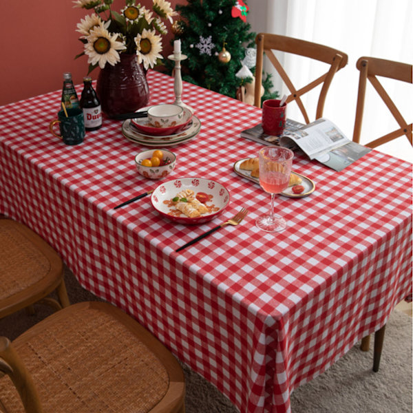 ##/Dug 140 x 140 cm rubin hvid ternet##/
