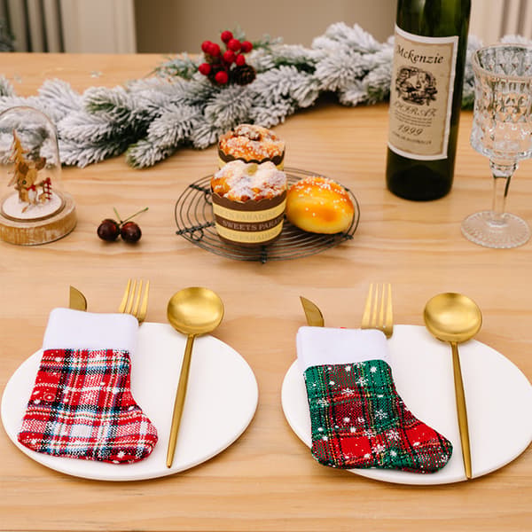 ##/Set med 3 julbesticksäckar - Snöflinga, Köksbestickshållare##/