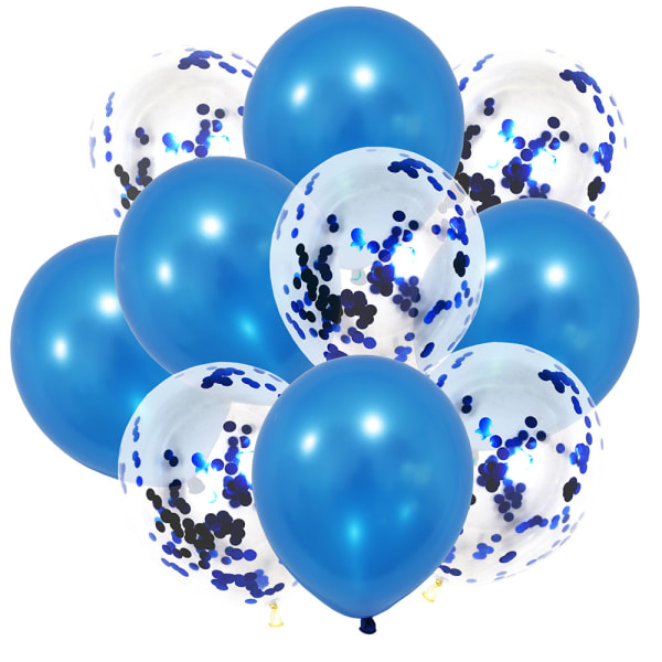 10 stykker blå konfetti ballon + blå glitter 30 cm konfetti Hel