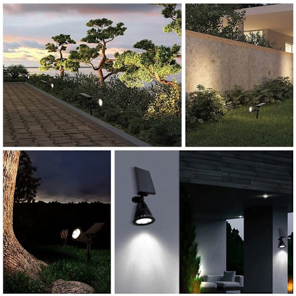 2 stycken solcellsdrivna spotlights för trädgården