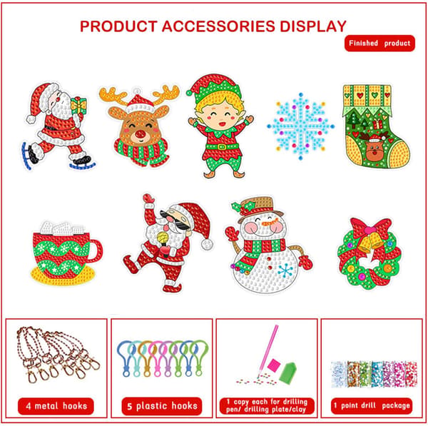##/9 stycken juldiamantmålning nyckelringar, jul blindbox##/