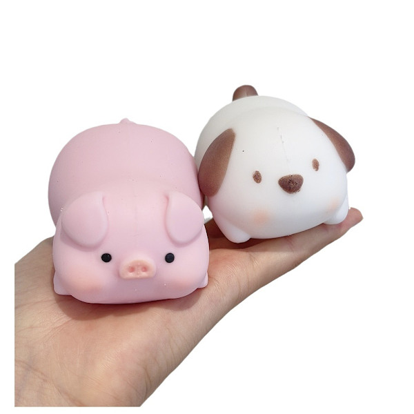 2 Pak Belly Dog og Belly Pig Bløde Legetøj 3D Squishy Legetøj Stress R