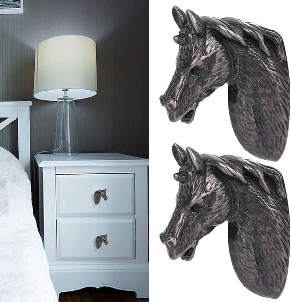 Sett med retro hestehodehåndtak (svart) Moderne elegant kjøkken H