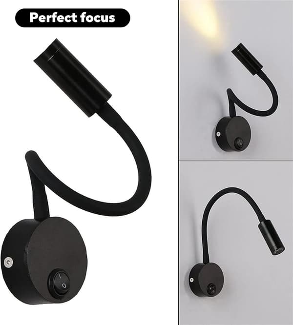 2 stk LED Veggleselamps Svart Farge, Skrivebordslampe Varmt Hvit