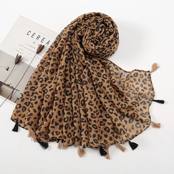 Leopardmönstrad scarf, 180-90cm