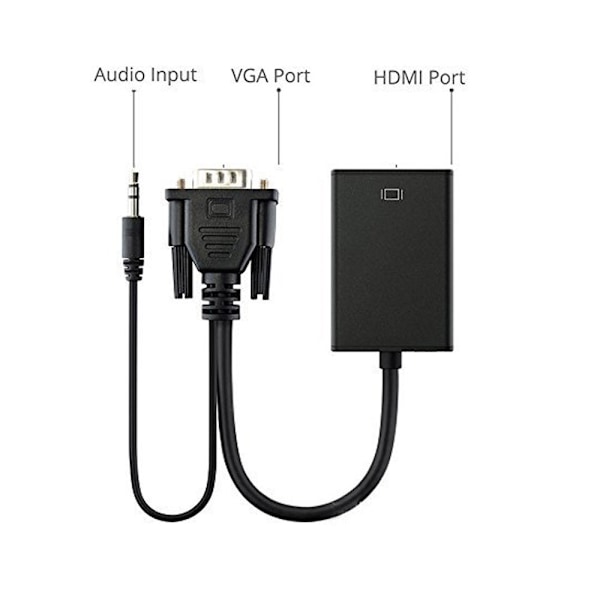 VGA Han til HDMI Hun Konverter Adapter Kabel Output 1080P HD+A