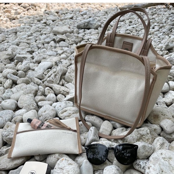 ##/Beige canvas babyväska##/