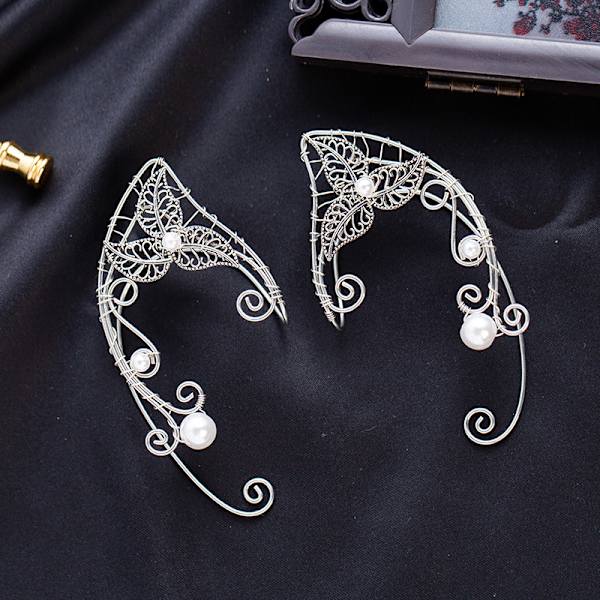 ##/Elf Øreringe 1 Par Sølv Elf Øreringe Ubrugte Øreclips Halloween Cosplay Bryllup##/