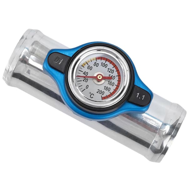 38 mm/1,5 tommer Inline Radiator Slangefyller Aluminium med Temperaturmåler for Motor