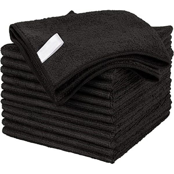##/Koko 30 x 30 cm Pakkaus 12  Musta  Mikrokuitu Puhdistusliina  Monikäyttöiset Mikrokuitu Pyyhkeet  Raidoitta Puhdistavat Liinat ##/