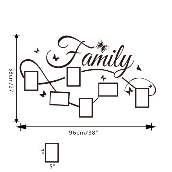 Familie Foto Veggklistremerker Dekaler med Bilderamme for Soverom H