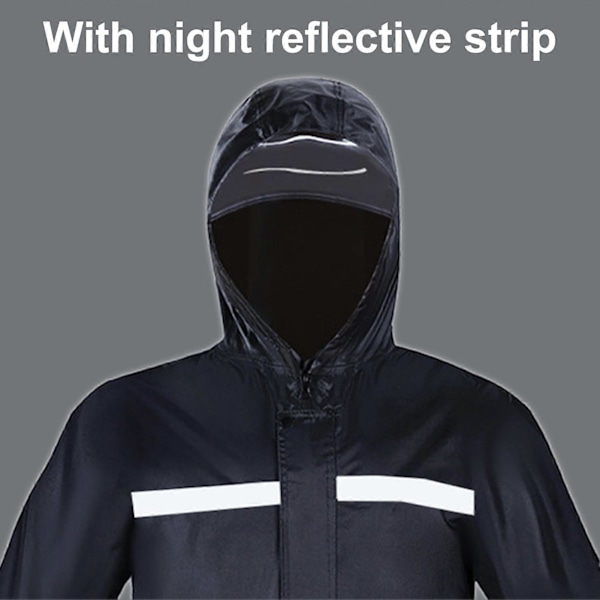 1 Sett Regnfrakk Pustende med Refleksstripe Slitesterk Vanntett Dobbelt Lag Regnjakke Bukser for Sykling 3XL