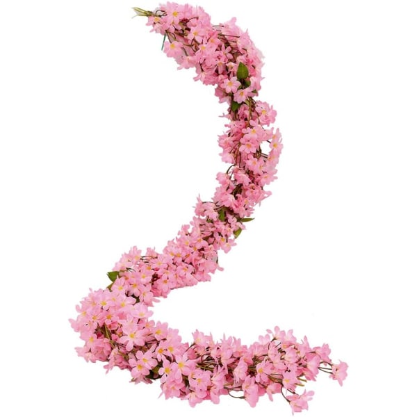 2 Pcs 5.6FT Artificial Sakura Cherry Blossom Flowers Hanging Vin