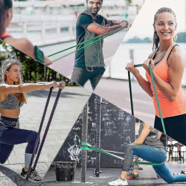 Set med 5 Pull Up Resistance Band - Hjälpband för träning, styrka, tyngdlyftning och powerlifting - Stretch, rörlighet, assistans