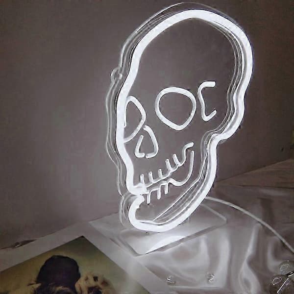 Skelett Dödskalle Neonskyltar Rosa Spöke Led Neonskylt Vägg Nattlampor Cool Neonskylt Dekor för Rum B