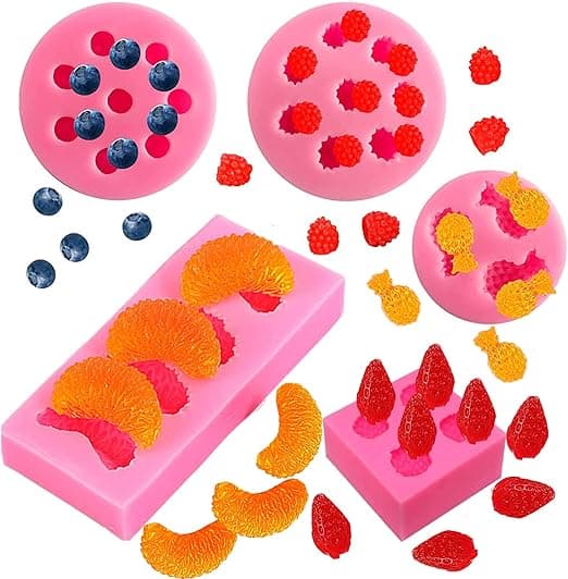 5 st Frukt Silikonform Fondant Fruktformade Geléformar, 3D Mini