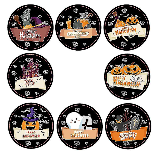 500 stk/rull Happy Halloween Klistremerker Etiketter 8 Design Trick Or Treat Dekorative Konvoluttforseglinger Stick&