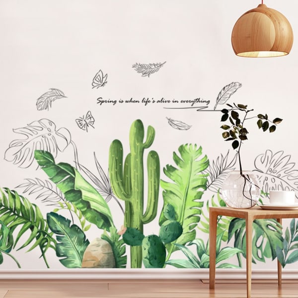 2 PCS Wall Stickers Green Foliage Wall Stickers Mural Decals for