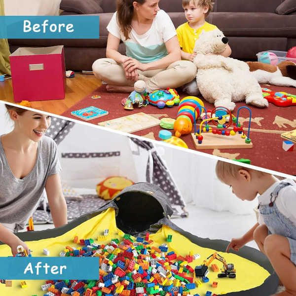 Leksaksförvaringsväska och lekmatta, 2 i 1 leksaksförvaringskorg för barn