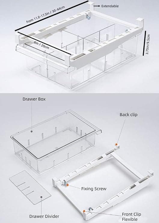 (1 låda Medium) Förvaringslåda för kylskåp Transparent Mat Kylskåpshylla Förvaringslåda Under 1,5 cm