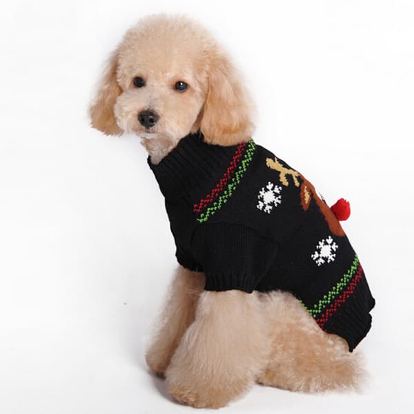 ##/Jultröja för hund, svart älg, M, vintertröja för husdjur##/