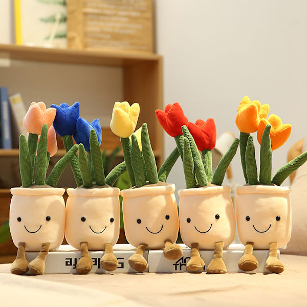 Tulipan Plyslegetøj, 35 cm Blomst Pot Fyldt Plushie Pude Dec