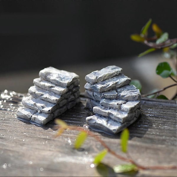 2/4 st Harts Häst Sköldpadda Vädermölla Miniatyr Dockhus Ornament Trädgårdsdekor D (2pcs stone step)