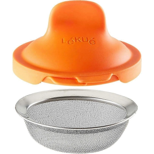 Sett med 2 posjerte egg kokekar, rustfritt stål, oransje, 9,3 x 11 x 7,5 cm