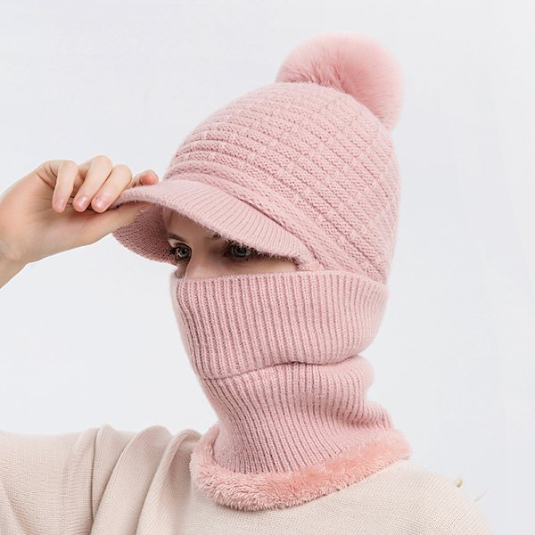 Naisten talvitakki Beanie Hat Siamese Scarf Collar Lämmin Win