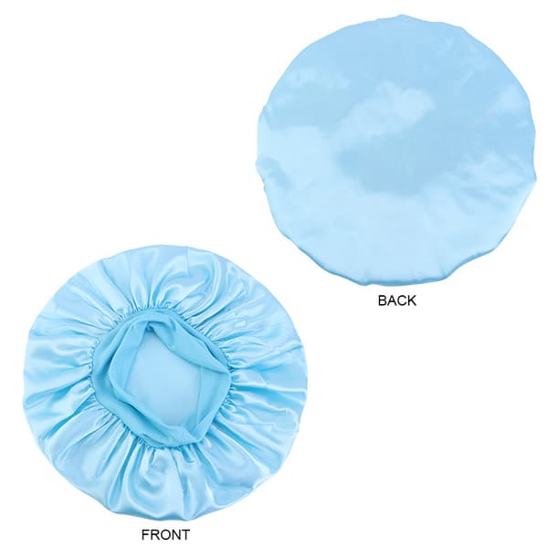 ##/Satin nattmössa med bred brätte i enfärgad (svart), huva##/