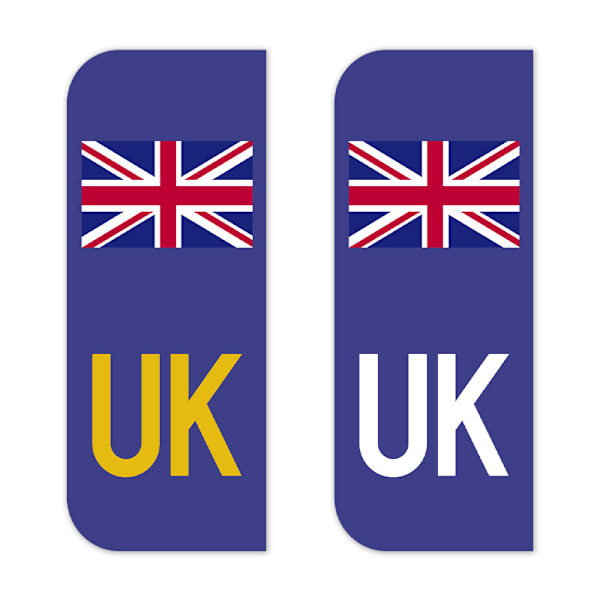 12 UK-nummerplåtsdekaler | Europeiska dekaler (vit + gul)
