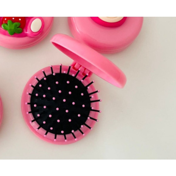 Rosa, Professionell Mini Resehårborste, Kompakt Vikbar M